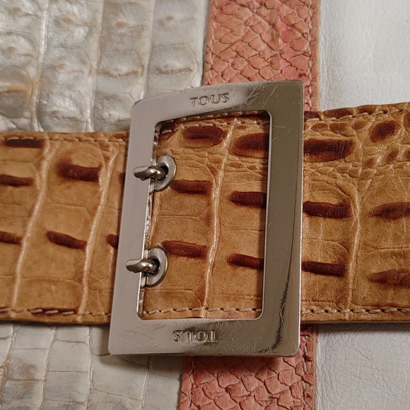 Vintage TOUS Flat Cross Shoulder Cobra & Crocodile Embossed Bag - Picture 4 of 15